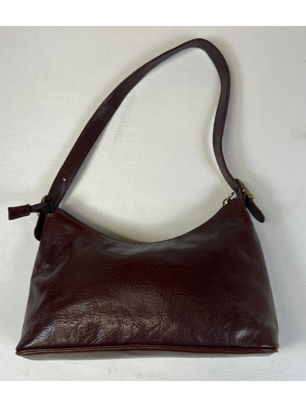 Vintage Italian Genuine Leather Dark Brown Shoulder Bag Hobo Purse